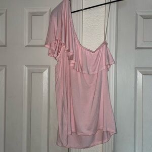 NWT Lane Bryant one shoulder ruffle pink shirt 14/16